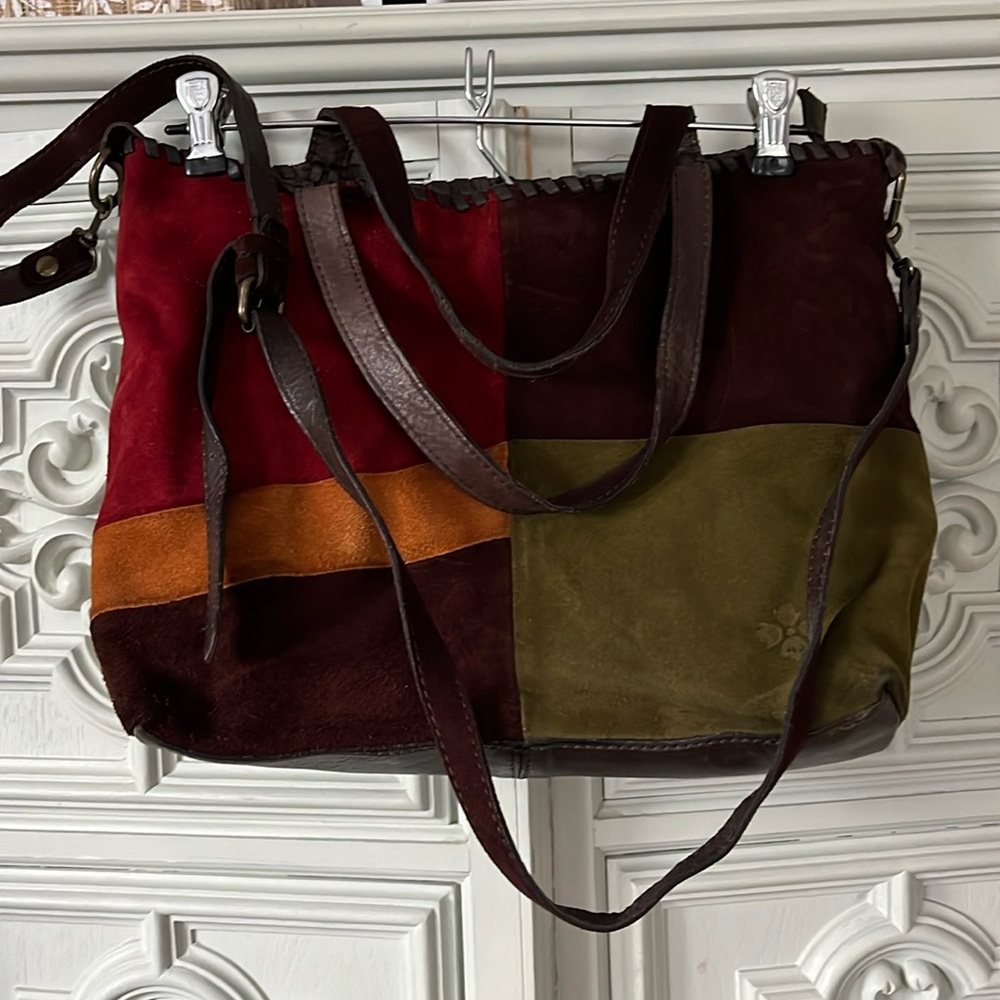 Patricia Nash patchwork suede/leather boho bag